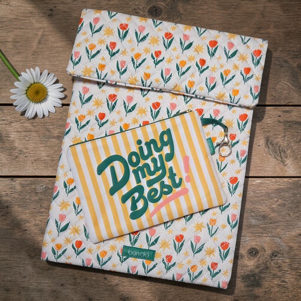 Bando Kitschy Tulip Floral Laptop Bag and Accessories Bag Set